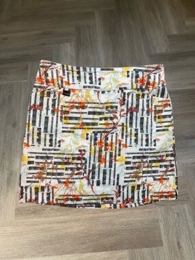 Lisette Montreal Floral Stripe Golf Tennis Skort Womens Large White Multicolor